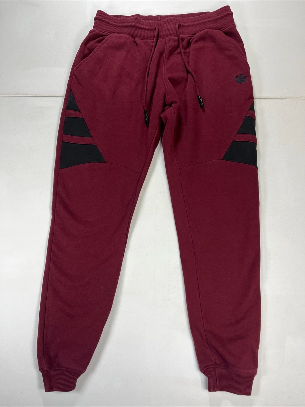 Young LA Jogger Sweat Pants Burgundy Black Embroidered Logo Men’s M